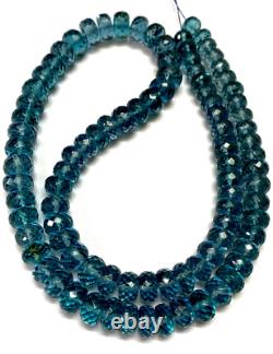 Blue London Topaz Faceted Rondelle Beads 6-8mm Rare London Topaz Gemstone Beads