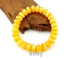 Bracelet Stone Amber Natural Baltic Bead 22,6g Vintage White Rare H-31