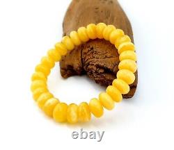 Bracelet Stone Amber Natural Baltic Bead 22,6g Vintage White Rare H-31