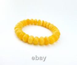 Bracelet Stone Amber Natural Baltic Bead 22,6g Vintage White Rare H-31