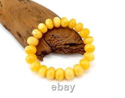 Bracelet Stone Amber Natural Baltic Bead 24,1g Vintage White Rare Old Sea H-28