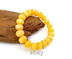 Bracelet Stone Amber Natural Baltic Bead 24,1g Vintage White Rare Old Sea H-28