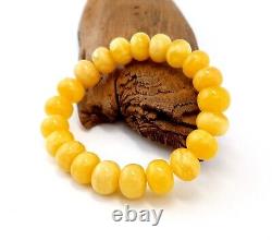 Bracelet Stone Amber Natural Baltic Bead 24,1g Vintage White Rare Old Sea H-28