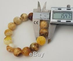 Bracelet Stone Amber Natural Baltic White Bead 26,7g Vintage Sea Rare Old A-469