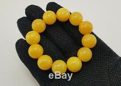 Bracelet Stone Amber Natural Baltic White Bead 30,6g Old Vintage Rare A-089