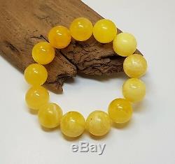 Bracelet Stone Amber Natural Baltic White Rare Bead 27,9g Vintage Special F-008