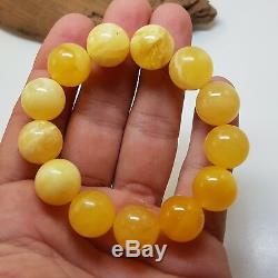 Bracelet Stone Amber Natural Baltic White Rare Bead 27,9g Vintage Special F-008