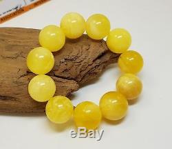 Bracelet Stone Amber Natural Baltic White Rare Vintage Bead 39,7g Special F-010