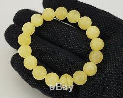 Bracelet Stone Amber Natural Baltic White Sea Bead 14,4g Rare A-319