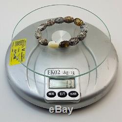Bracelet Stone Amber Natural Baltic White Vintage 13,1g Rare Special Bead E-366