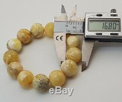 Bracelet Stone Amber Natural Baltic White Vintage 33,1g Rare Special Bead E-371