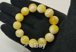 Bracelet Stone Amber Natural Baltic White Vintage Bead 27,7g Old Rare Sea C-195