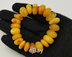 Bracelet Stone Amber Natural Baltic White Vintage Rare Yellow 33,9g Old A-301