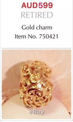 Brand New Pandora 14K Gold charm, 750421, Rare To Find