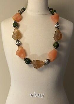 CADORO c. 1950's Multicolor Rock Candy Raw Stone/Spherical Bead Necklace/Rare 28