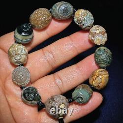 COLLECTOR GRADE! Rare China Inner Mongolia Gobi Eye Agate Bead Bracelet 14MM