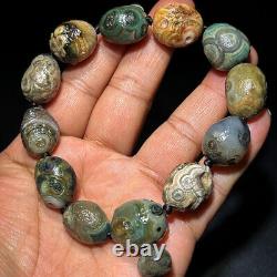 COLLECTOR GRADE! Rare China Inner Mongolia Gobi Eye Agate Bead Bracelet 16MM