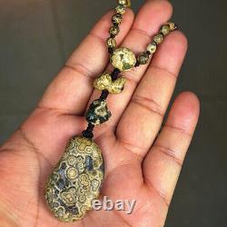 COLLECTOR GRADE! Rare China Inner Mongolia Gobi Eye Agate Bead Necklace