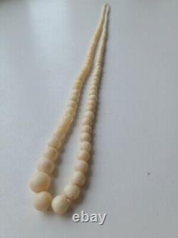 CORAL NECKLACE BEADS ANGEL SKIN, NATURAL, OLD AND RARE, 73 gm