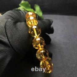 Certificate Natural Piebald Amber Gemstone Round Beads Rare Bracelet 12.2mm AAAA