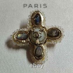 Chanel Brooch Coco Mark Stone Beads Limited Rare