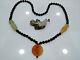 Chinese Nephrite Onyx Necklace And Nephrite 925 Silver Peace Dove Pin Rare Set