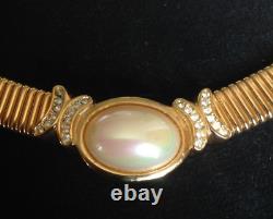 Christian Dior Vintage 80s' Choker Faux Pearl Rhinestone Gold Tone Costume Rare