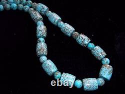 Classic Edgar # 8 turquoise barrel bead necklace. Rare! Must see