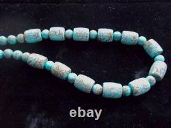 Classic Edgar # 8 turquoise barrel bead necklace. Rare! Must see