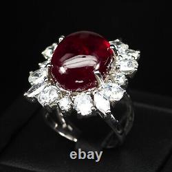 Classically Vivid Red Ruby Cabochon Rare 18Ct 925 Sterling Silver Handmade Rings