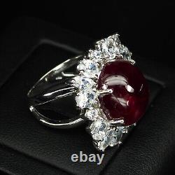 Classically Vivid Red Ruby Cabochon Rare 18Ct 925 Sterling Silver Handmade Rings