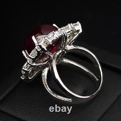 Classically Vivid Red Ruby Cabochon Rare 18Ct 925 Sterling Silver Handmade Rings