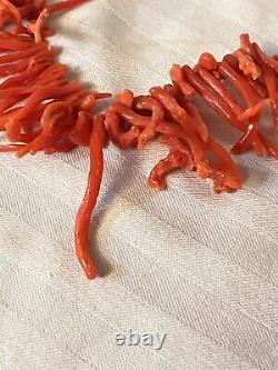 Coral Necklace Genuine Natural VtG Abstract Branch Beaded Collar Red Beads Rare