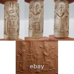 Crystal stone rare old Sassanian king cylinder seal stamp Bead #D