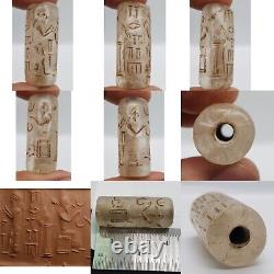 Crystal stone rare old Sassanian king cylinder seal stamp Bead #D