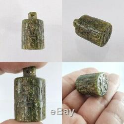 Cylinder Seal Bead Jade Near Eastern Rare Pendant & Stamp Roll Intaglio #432