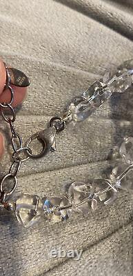 DEB GUYOT 925 Sterling Silver Clear Quartz Beaded Heavy Necklace Rare