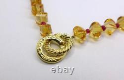 David Yurman 750 Yellow Gold Twisted Citrine and Ruby Bead Necklace Rare Vintage