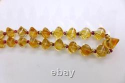 David Yurman 750 Yellow Gold Twisted Citrine and Ruby Bead Necklace Rare Vintage