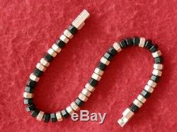 David Yurman NEW Black/Silver Faceted Hex Bead Bracelet 8.5 Long RARE $600+