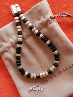 David Yurman NEW Black/Silver Faceted Hex Bead Bracelet 8.5 Long RARE $600+