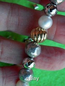 David Yurman RARE Elements SSilver Beads Bracelet with Pearls and 18K GOLD