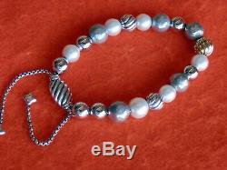 David Yurman RARE Elements SSilver Beads Bracelet with Pearls and 18K GOLD