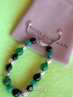 David Yurman RARE SSilver Elements Beads Bracelet Onyx Malachite Jadeite