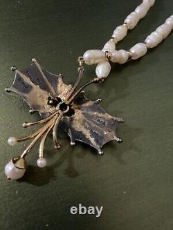 Dellana Necklace Rare Pearl, 14k, Sterling & Amethyst