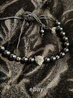 Effy black panther onyx bracelet withemerald eyes RARE