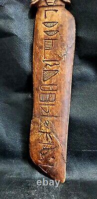 Egyptian Antique Dagger Hieroglyphic Amulet Rare Carved Mummy Bead Stone Craft