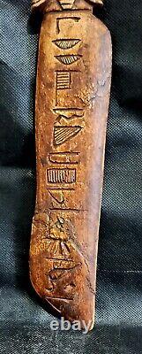 Egyptian Antique Dagger Hieroglyphic Amulet Rare Carved Mummy Bead Stone Craft