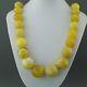 Elegant German Natural Baltic Amber Beads Rare Necklace In Cloudy Egg Yolk And W