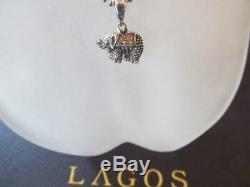 Estate Lagos Sterling Silver Beaded Rare Wonder Small Elephant Pendant Necklace